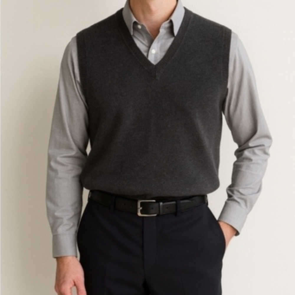 Vintage Lambswool Sweater Vest by Brooks Brothers, Dark Gray, V-Neck, EUC!